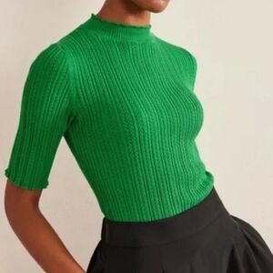 Green Ribbed Knit Top